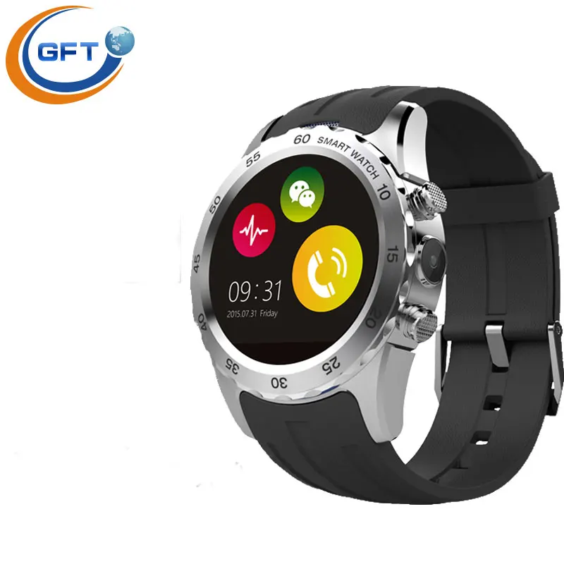 GFT KW08 GSM NFC Bluetooth font b SmartWatch b font Cellphone 1 22 IPS with Mic