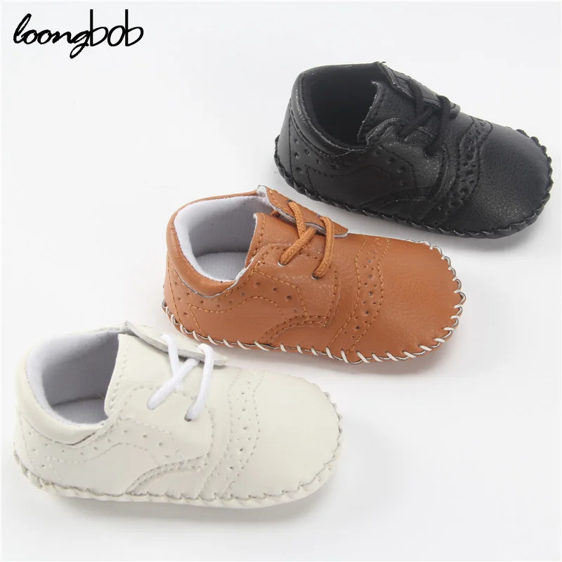Newborn Leather Shoes Infants Boy Handmade Stitch Pu Shoes bebe Slip on