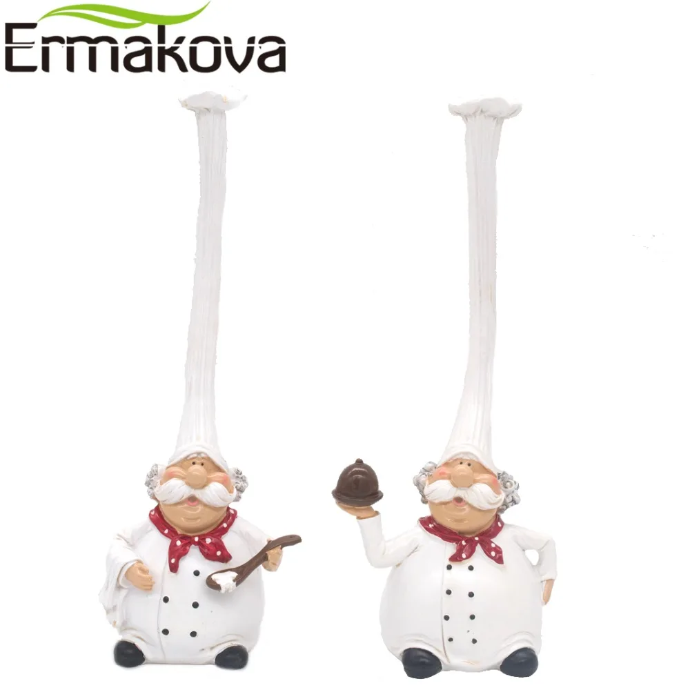 ERMAKOVA 2 Pcs/Set Resin Kitchen Chef Figurine Cake Bakery Chef