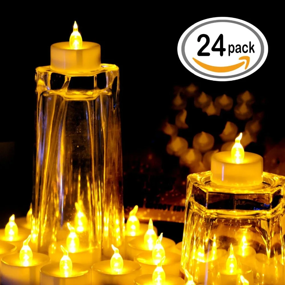 24pcs/set LED Flameless Yellow Light Tea Light Candle Tea Light Candles