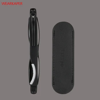 

WEARKAPER Small 360 Rotation Design Glasses Frame Wen Women Black TR90 Rotate Pen hook Power Folding Reading Glasses With Bag