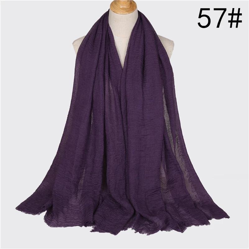 Зимний женский шарф, чистый мягкий хлопок, хиджабы, шарфы для девушек, шали и палантины, Женский пушистый Простой Большой размер, Пашмина бандана - Цвет: 57