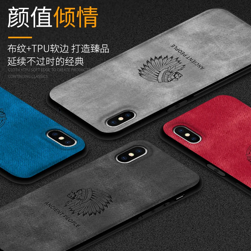 

Case For iphone 8 7 Case Cloth Texture Soft Silicone TPU Canvas Pattern Back Cover For iphone 6 6S 7 8 Plus X Xs XR Phone Cases