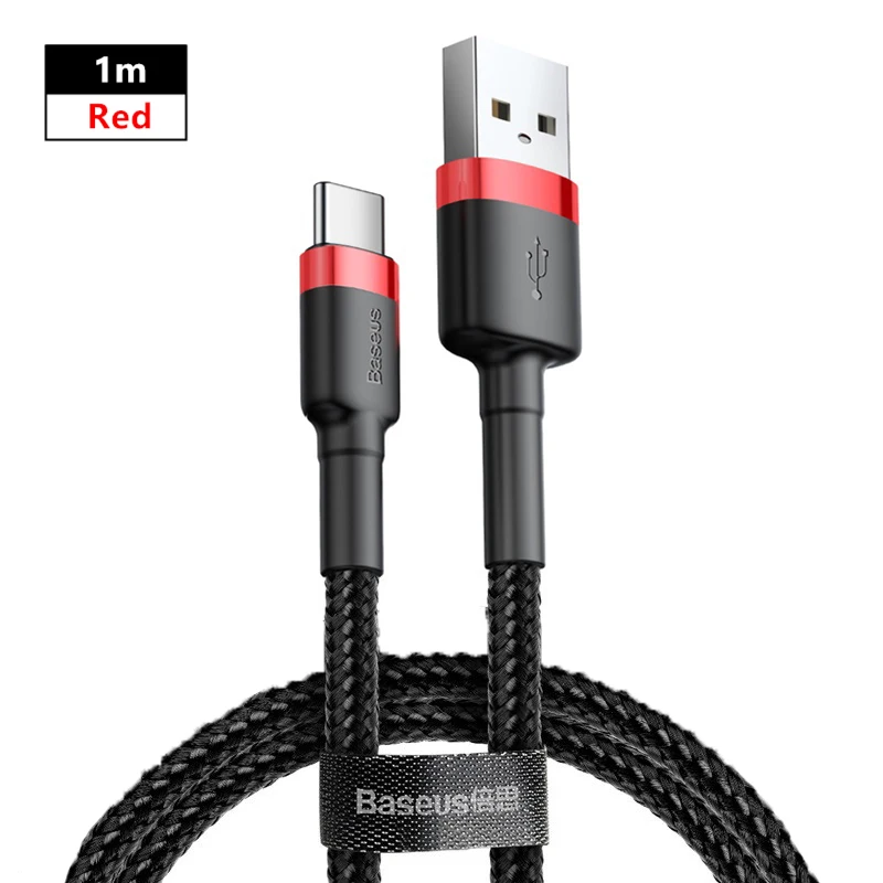 Baseus usb type-C кабель для зарядки для samsung S9 S10 мобильный телефон Быстрая зарядка type-C зарядка USB провод для Xiaomi Redmi шнур для передачи данных - Название цвета: 1m Red