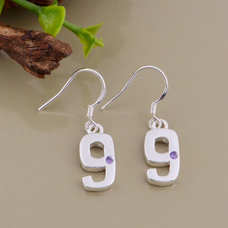 purple zircon number 9 high quality Silver Earrings for women fashion jewelry earrings /GQTKTQXE JIZLOIFO