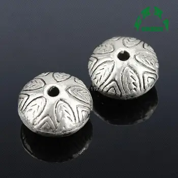 

Tibetan Silver Ethnic Flowers Carved Geometric Round Square Spacer Beads 10mm 12mm 100pcs for Jewelry Making Bracelet DIY Craft