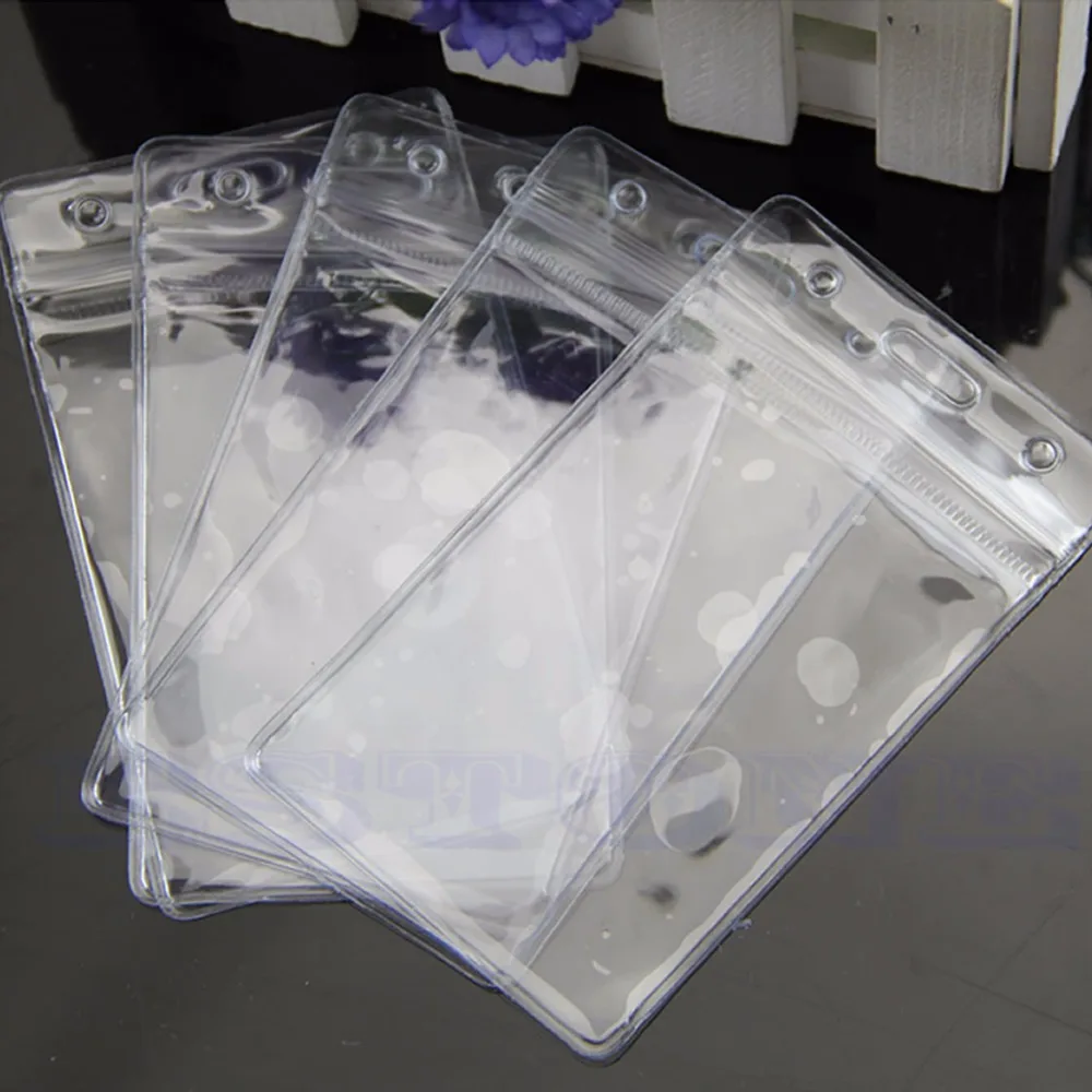 

THINKTHENDO 5Pcs Handy Clear PVC Badge Work Exhibition ID Name Waterproof Card