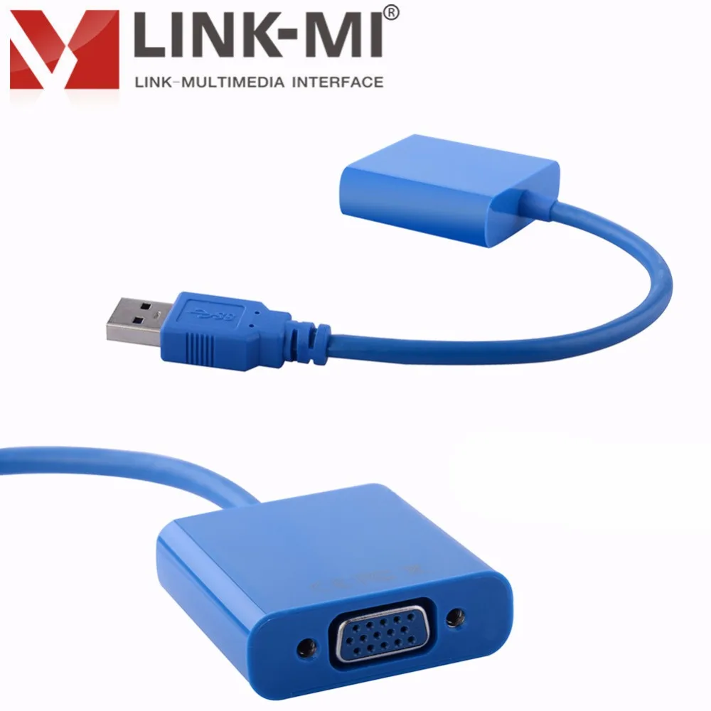LINK-MI UV03 HD видео 1080 p Mini USB 3 0 to VGA адаптер Windows 7 8 совместим с 2 для ТВ dvd-проектор и |