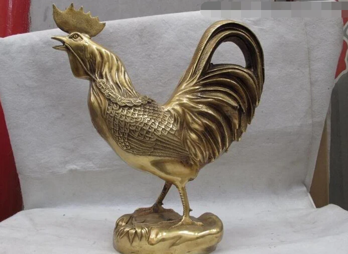 

Collectible bronze S2632 Chinese Brass Copper Feng Shui Wealth Money chanticleer chicken rooster statue (B0413)