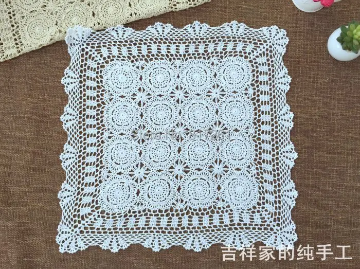 Camino de mesa de ganchillo de algodón natural para decoración del