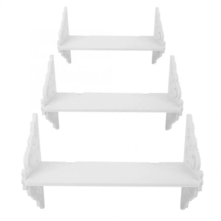 

Kitchen Rack 1 Set Of 3 Floating Wall Shelves Bookshelf Display Carved Wall Shelf Storage Rack White Paper Towel Holder