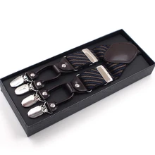 Для мужчин в полоску Y-Форма платье на лямках с Non-Slip 6 зажимы эластичные регулируемые брюки на подтяжках