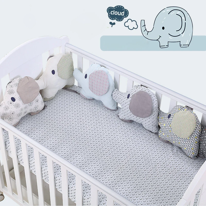 6pcs Set Baby Bed Bumper Cushion Cotton Elephant Infant Crib