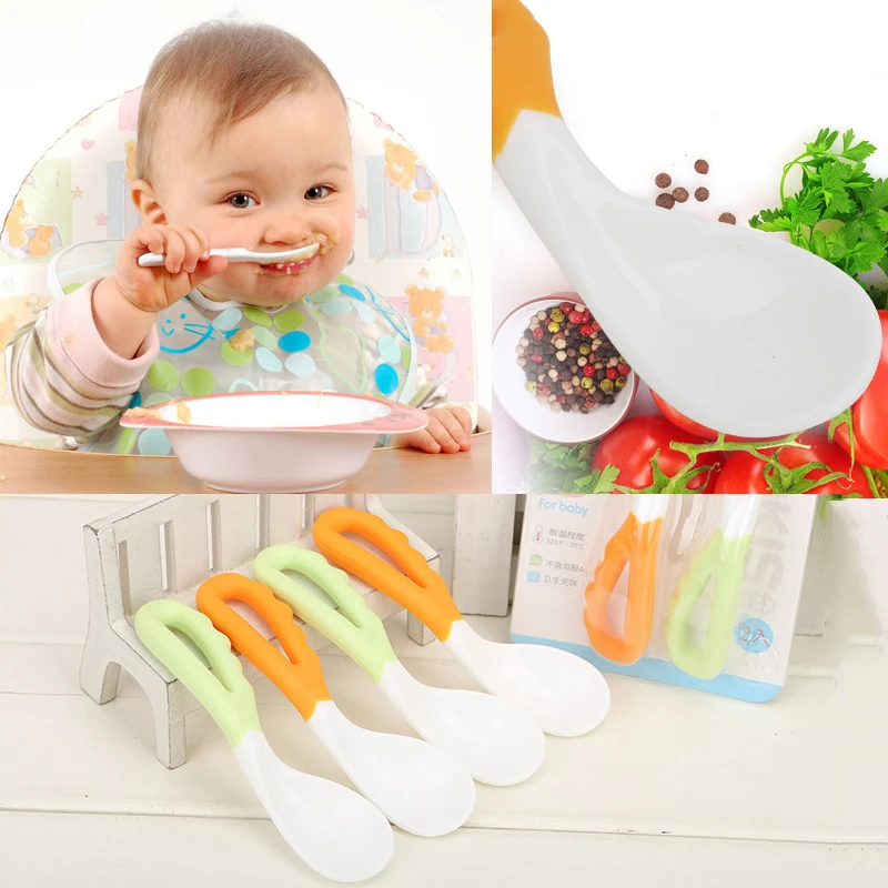 

2Pcs Baby Pacifier Feeding Spoon Solid Supplies Curved Spoon Children Tableware
