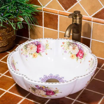 

Flower Shape ceramic art sink Countertop Ceramic Basin sinks bathroom bowl