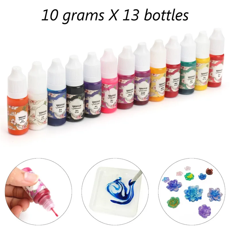 

13 Bottles x 10g Practical Epoxy UV Resin Coloring Dye Colorant Pigment DIY Handmade DIY Craft Supplies 13 Colors No Smell