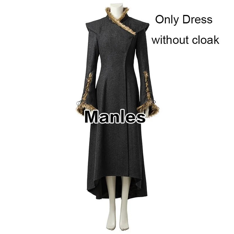 Daenerys Targaryen Cosplay Costume Game of Thrones Season 7 Outfit Fancy Dress Black Clothes Halloween Cloak Boots Adult Women - Цвет: only dress