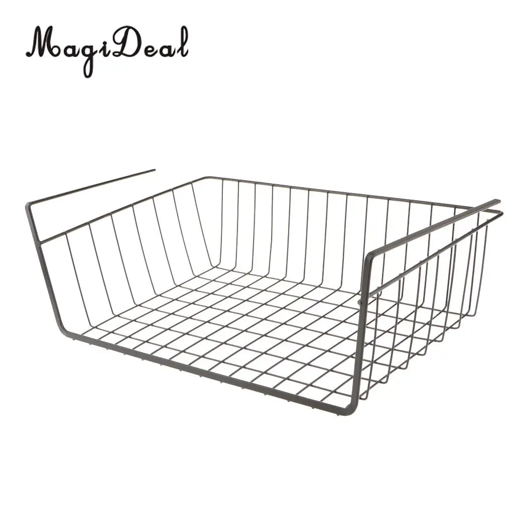 MagiDeal Household Storage Under Shelf Rack Organizer Basket for Table Cupboard Black Storage Basket for Bathroom Triangular