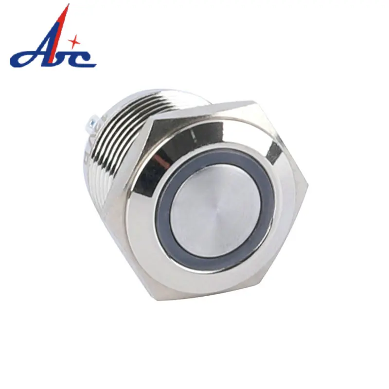 

16mm Flat Roud Head 1NO 12V 24V Ring LED Illuminated Momentary Push Button Switch