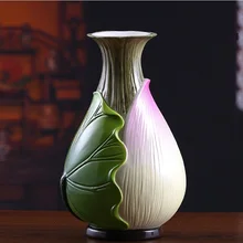 Традиционный китайский Керамика лотоса ваза декоративная фарфор листьев кувшин Книги по искусству и Craft Интимные аксессуары для комнаты и Украшение стола