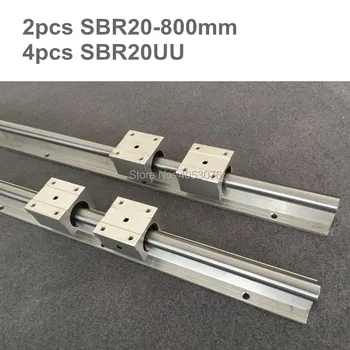 

2 pcs linear guide SBR20 800mm Linear rail shaft support and 4 pcs SBR20UU linear bearing blocks for CNC parts