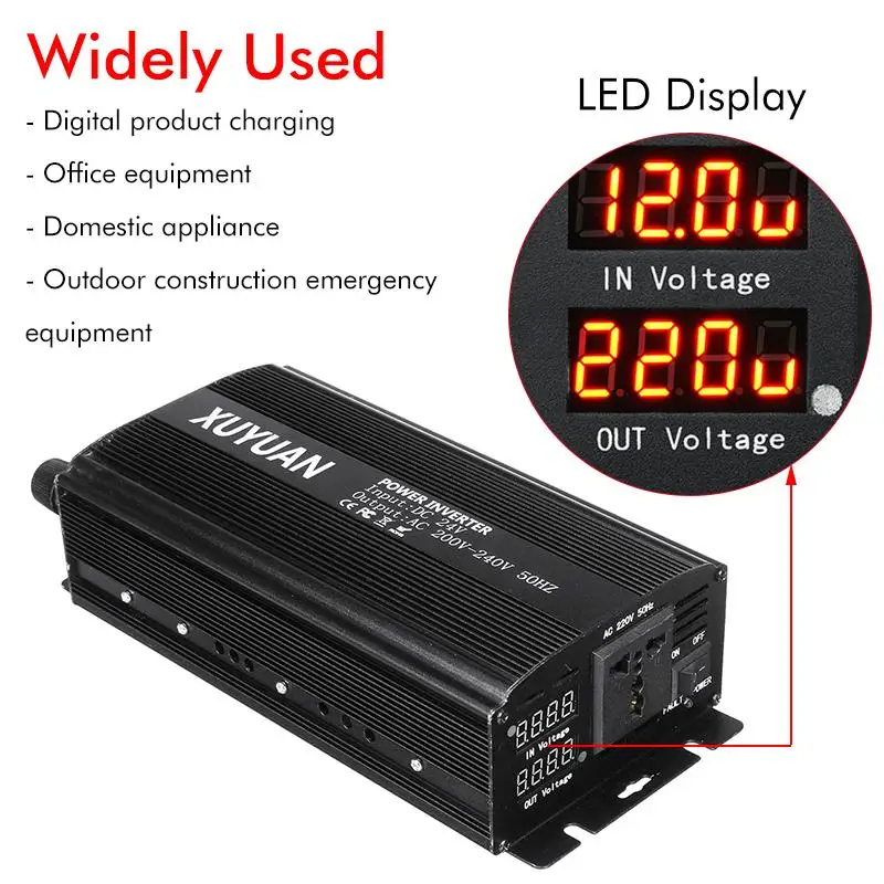 Inversor Solar de 7000W 12 V/24 V 110/220 voltaje de onda sinusoidal modificada + 2 pantalla LED ad