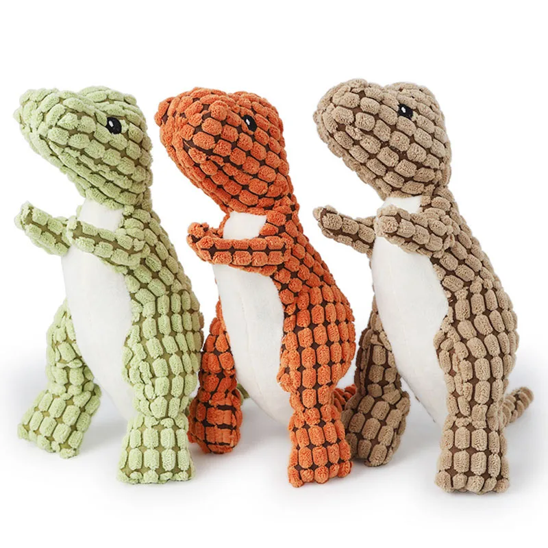 Plush Dinosaur Shape Pet Dog Cat Chew Toy Squeaky Velvet Sound Toys for