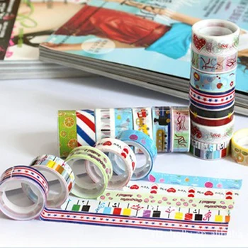 

10PCS Office Stationery Gift Wholesale Mixed Cartoon Deco Washi DIY Tape Adhesive Scrapbooking Sticker for Students Child