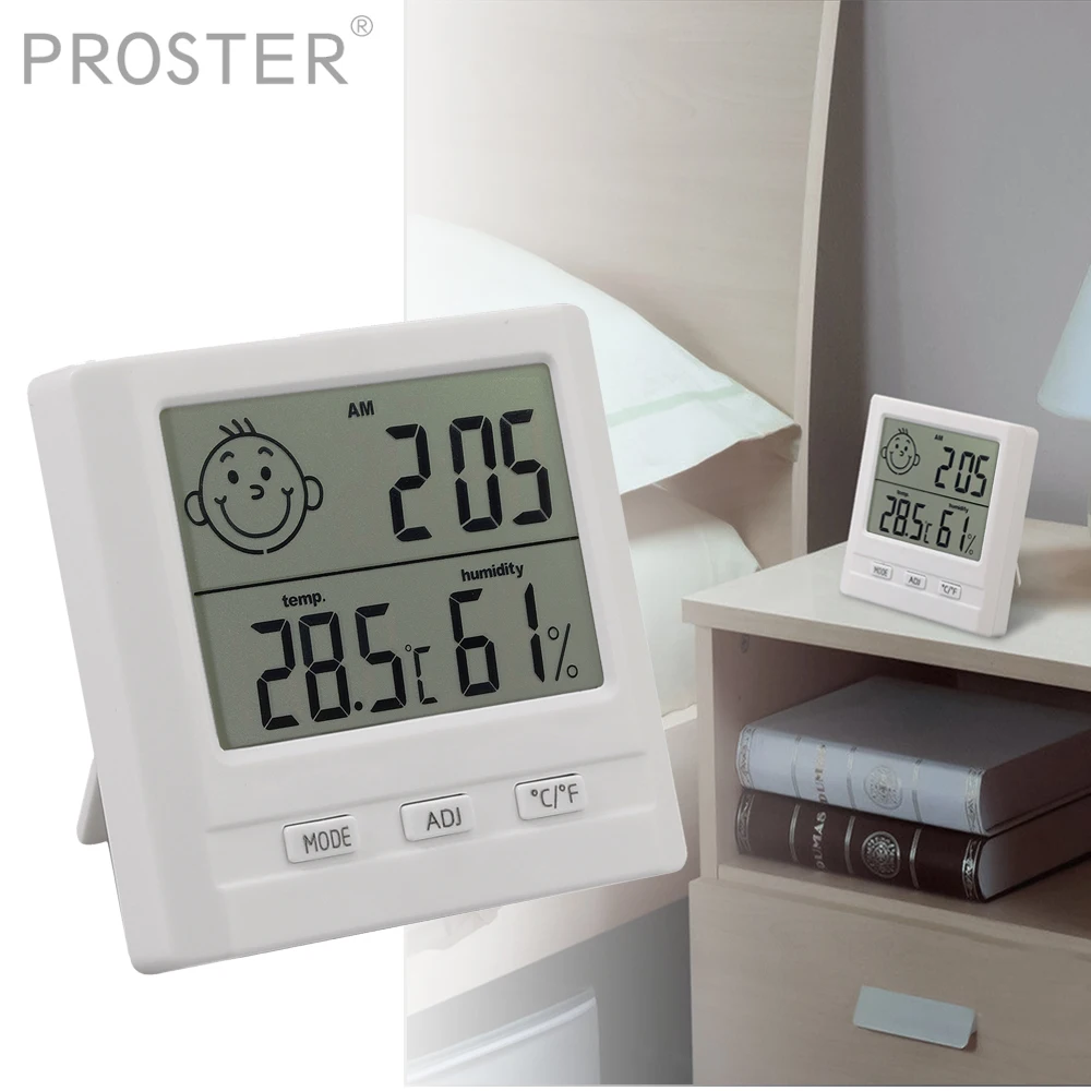 

PROSTER Temperature Children's room Thermohygrometer Single Temperature Large Screen Household Electronic With Alarm Clock