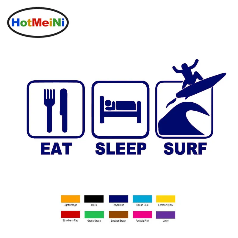 Koop HotMeiNi Eet Slaap Surf Vinyl Decal Auto Sticker Auto Body Helmen Venster Laptop Funny Prank JDM Art Stickers Accessoires 18*6 cm