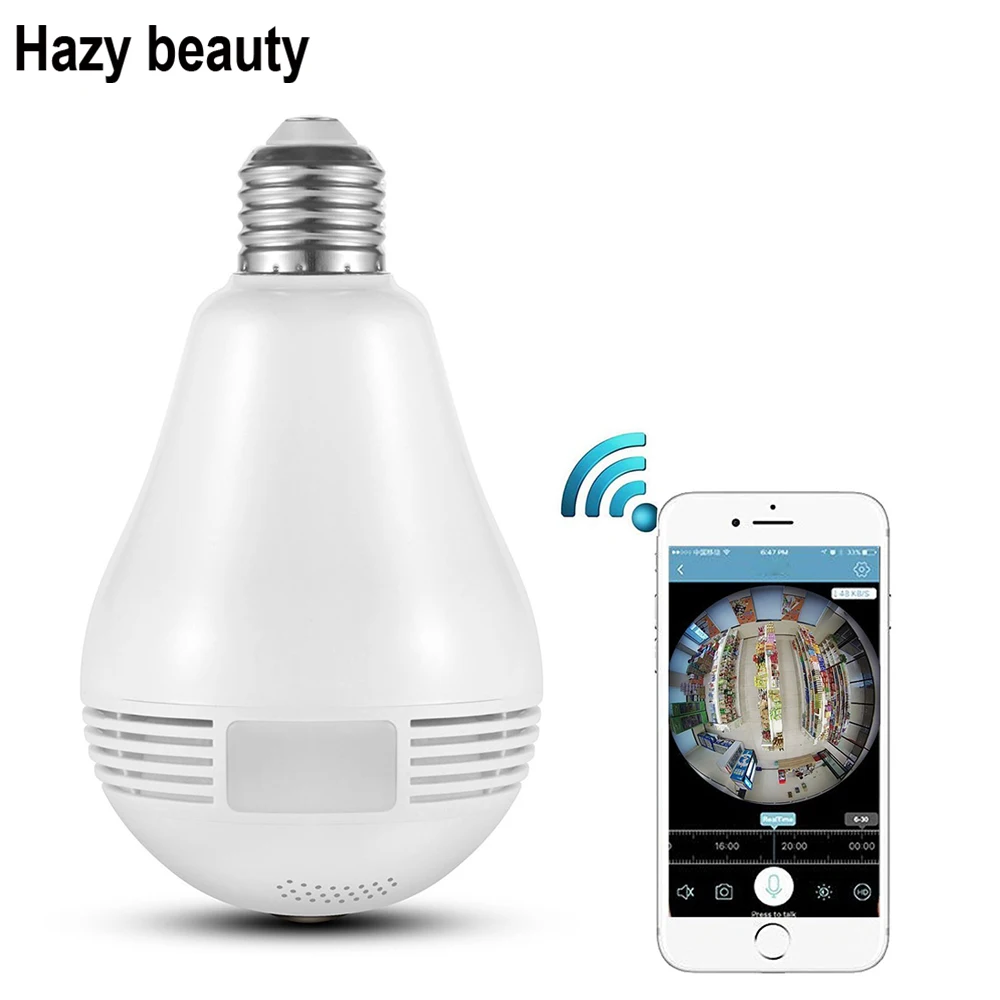 

Hazy beauty 1.3MP WIFI Camera Wireless IP Camera Wi-Fi Bulb Lamp Fisheye Panoramic Surveillance Security Camera Motion Detection
