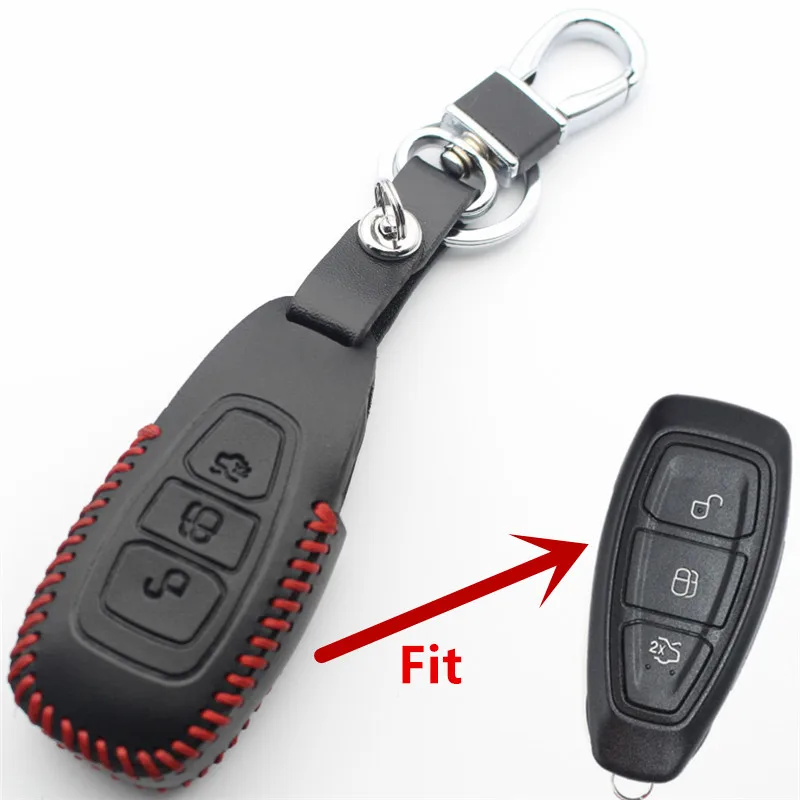 Чехол FLYBETTER из натуральной кожи с 3 кнопками для смарт ключей чехол Ford Focus/C