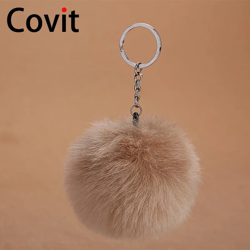 Fluffy Fur Pom Pom Keychain Soft Faux Rabbit Fur Ball Car Keyring Pompom  Key Chains Key holder Women Bag Pendant Jewelry Gifts