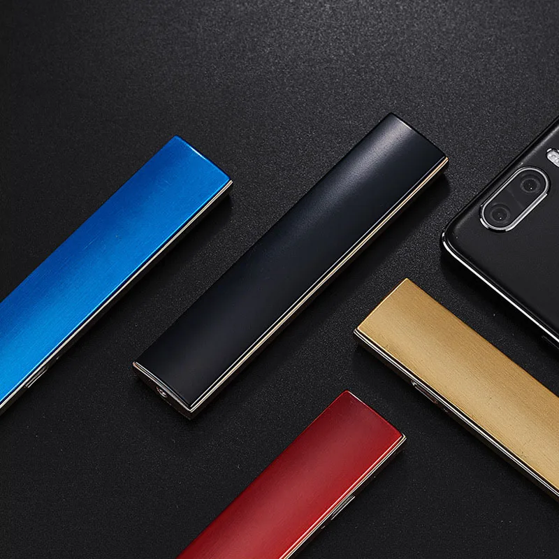 Новинка тонкая металлическая зажигалка для сигарет с usb зарядкой перезаряжаемая