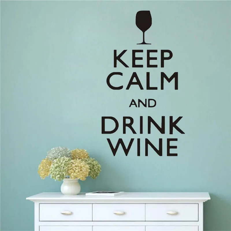 Keep Calm And Drink Wine Wall Stickers Funny Bar Pub Wall Art Decor Home Decor Wall Decals Vinyl