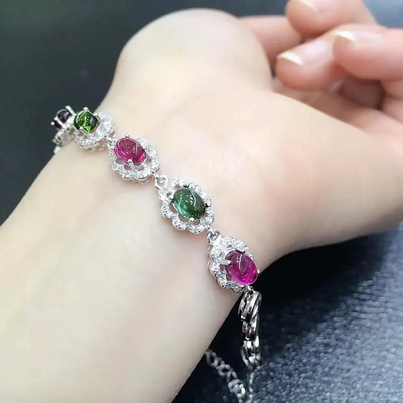 

2017 Sale Qi Xuan_Tourmaline Stone Luxury Bracelets_S925 Solid Silver Fashion Tourmaline Bracelets_Manufacturer Directly Sales