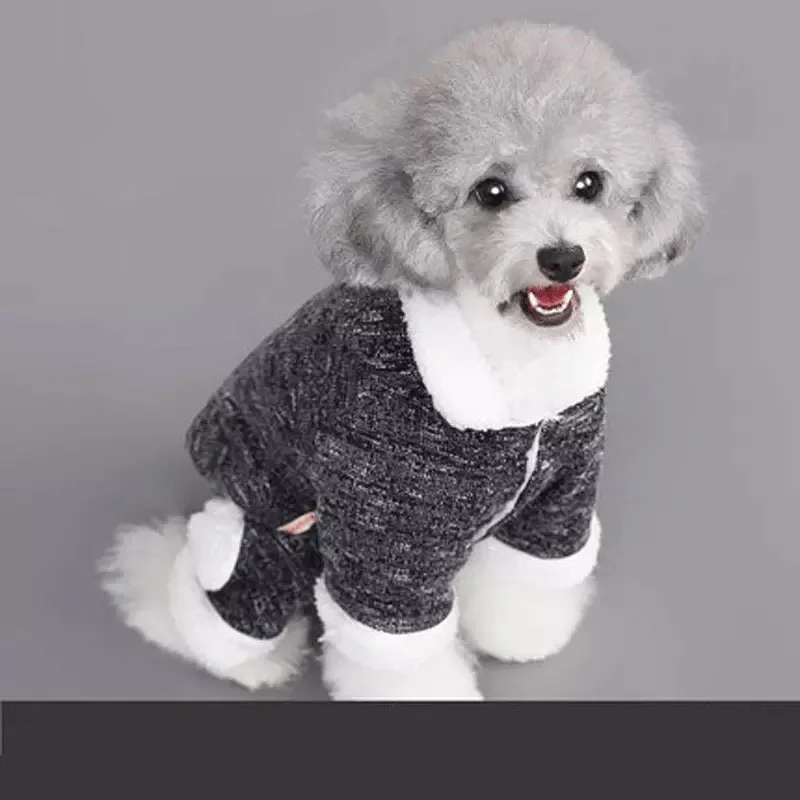 Teddy's dog clothes Than bear commanding schnauzer Small dogs and pet cats thicken the fleece coat Lovely grey white sweater |