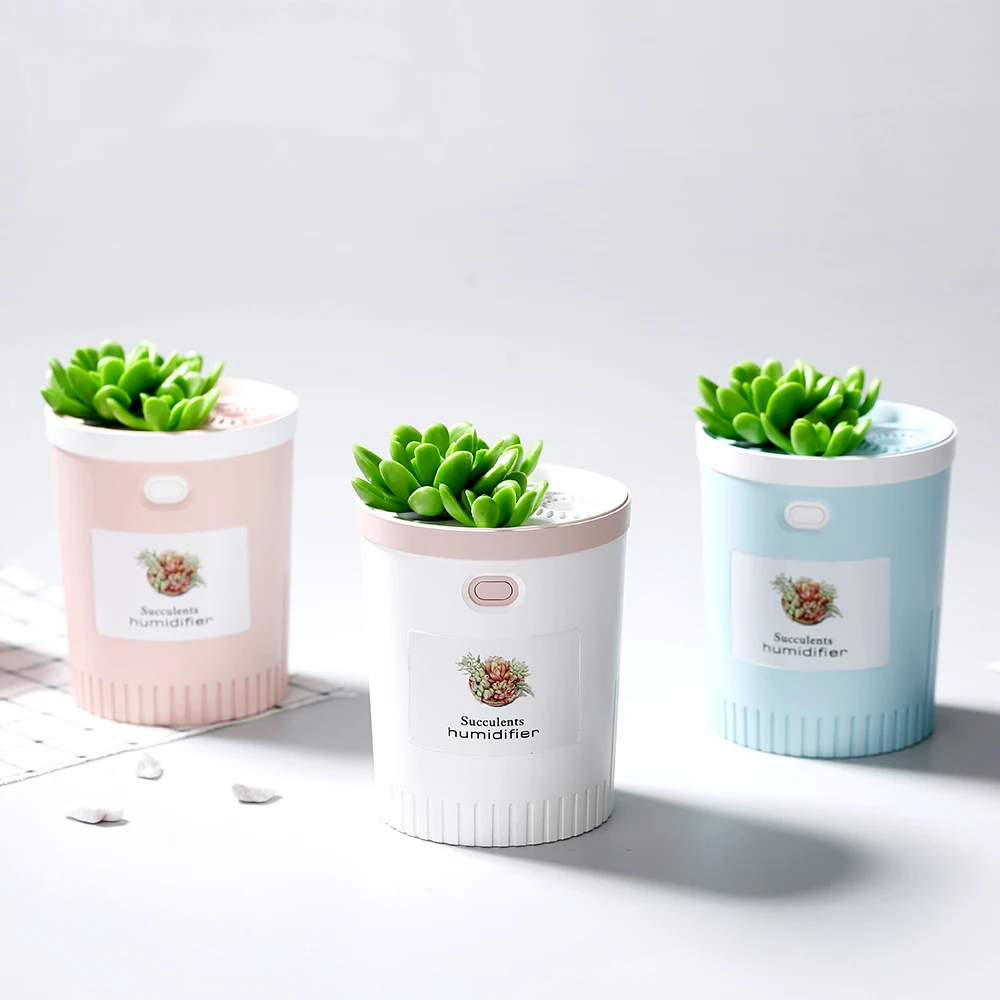 

USB Succulents Air Humidifier With Night Light Timing Aromatherapy Diffuser Mist Maker Fogger Mini Aroma Atomizer 350ml For Home