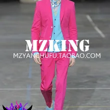 S-4XL мужские новые DJ singer стрейч Конопляный Материал светло-Роза девять минут брюки костюм костюмы одежда формальное платье