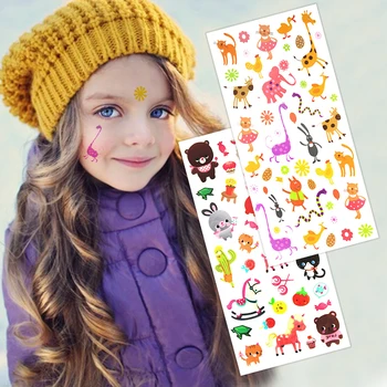 

2pcs Kids Temporary Tattoo lovely Girls Cat Bear Horse Elephant Colorful Tattoo Sticker As Gift To Children Kids Tatoo
