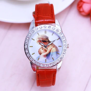 

2018 new hot seller women ladies virgin Mary diamond leather dress quartz wristwatches girls high quality electronic watches