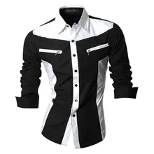 Sportrendy Men's Shirt Dress Casual Long Sleeve Slim Fit Fashion Dragon Stylish JZS053 Black jmj a3034 fashion long sleevees slim dress black l