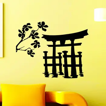 

Wall Vinyl Decals Japanese Tori Gate Silhouette Decal Home Decor Mural