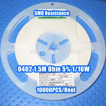 

1 Reel 0402 1.5M 1.5M Ohm 5% 1/16W SMD resistance 10000PCS/Reel