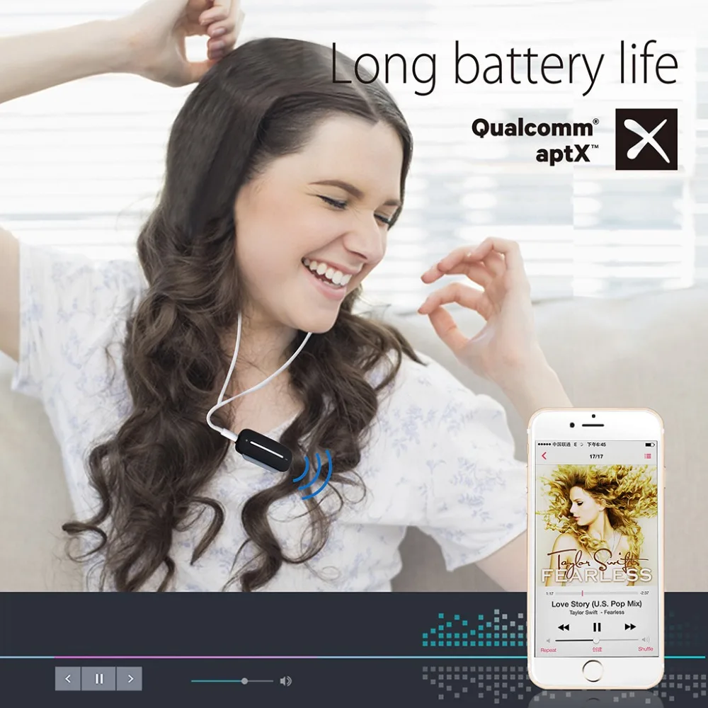 Bluetooth адаптер Avantree aptX с низкой задержкой для наушников зажимом/микрофоном BT 4 2