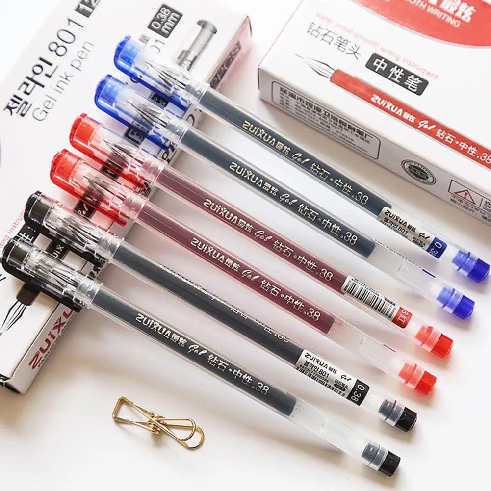 

10 Pcs Creative Cute Diamond Head Gel Large Capacity 0.38mm Refill Transparent Gift Pen Child Student Learning Stationery
