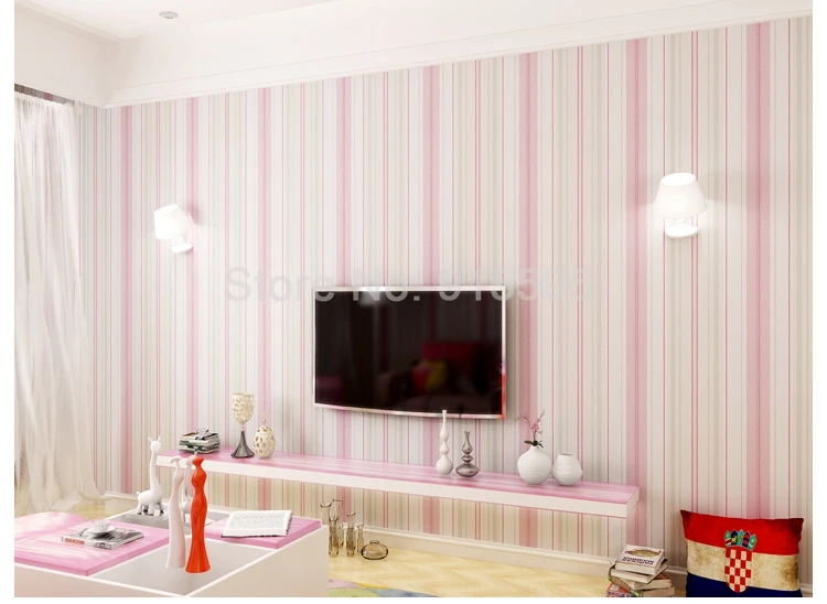 Современные модные розовые синие белые вертикальные полосатые обои для детской комнаты спальни гостиной стены украшения нетканые обои