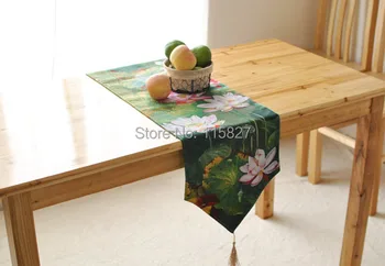 

Free Shipping!High Quality Chinese Style Table flag Cotton Table Runner Chinese Lotus Coffee Table Runner Dining Table Cover