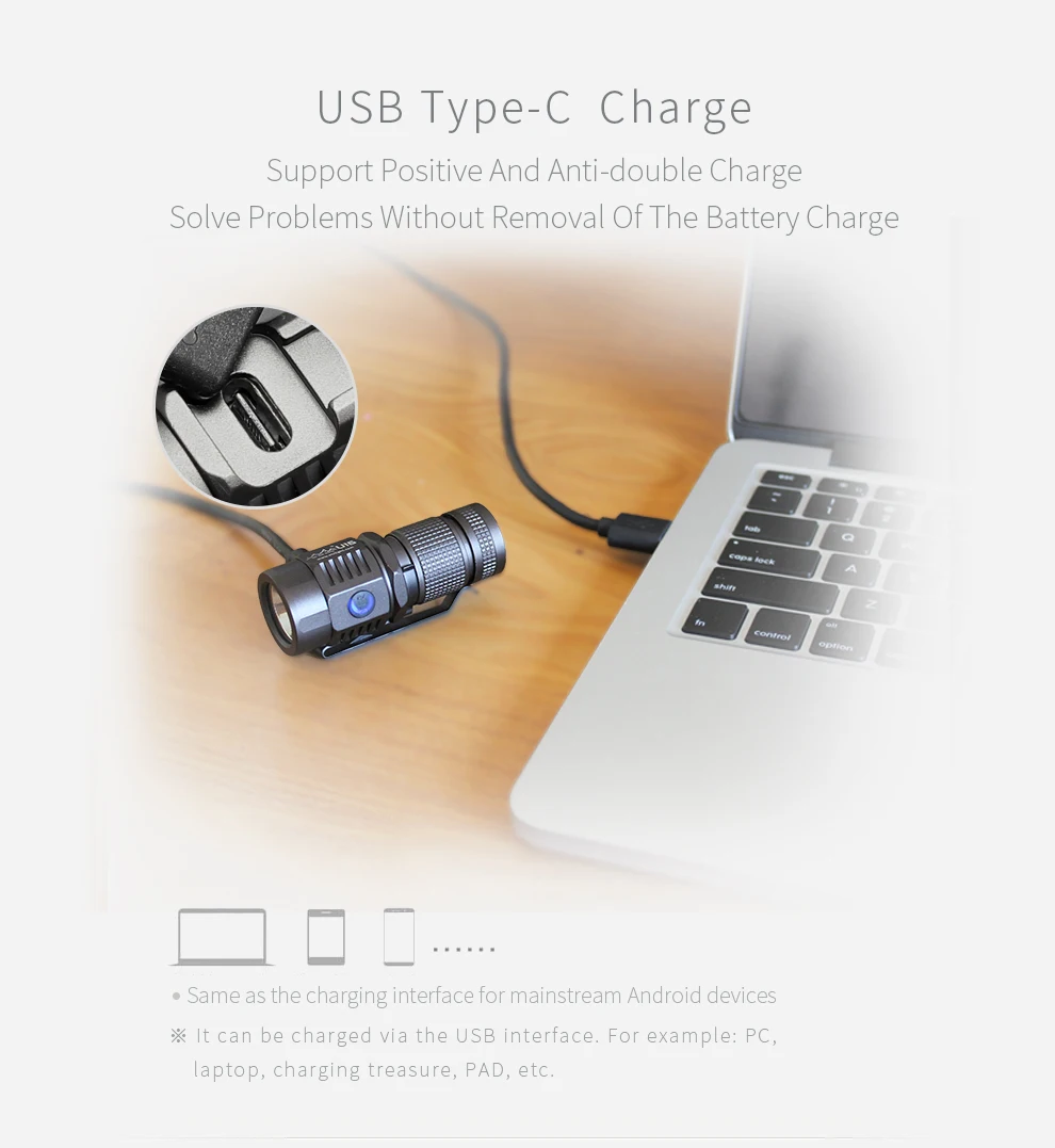 В дороге U16 USB фонарик type-C USB Прямая зарядка мини светодиодный фонарик Открытый фонарик маленький