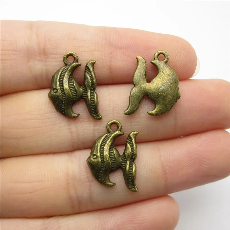 Wholessale 52pcs (16*13mm ) antique bronze Fish charms fit pendants for